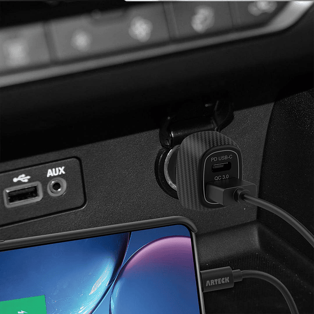 Cargador de Coche, 40W/8A PD USB-C/Adaptador de Puerto USB Q