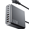 Cargador USB C de 140 W, cargador GaN de 8 puertos, estación