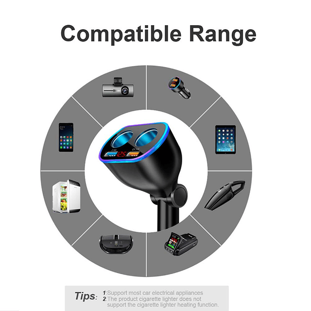 Cargador de coche Adaptador divisor de encendedor de cigarri