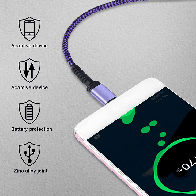 Cable de carga para teléfono celular Android tipo C Cable de