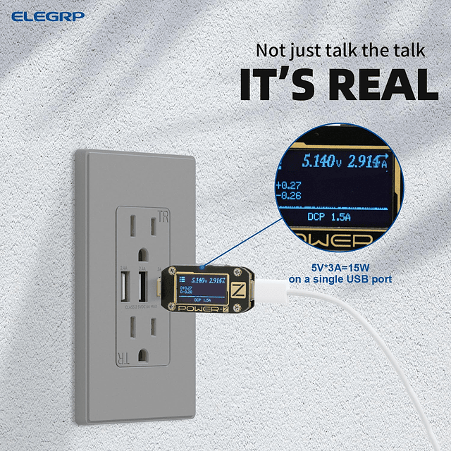 Toma de pared USB de 30 W, 6,0 A, 3 puertos, receptáculo de