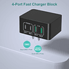 Cargador de pared USB C, 40W 4 puertos bloque de carga rápid