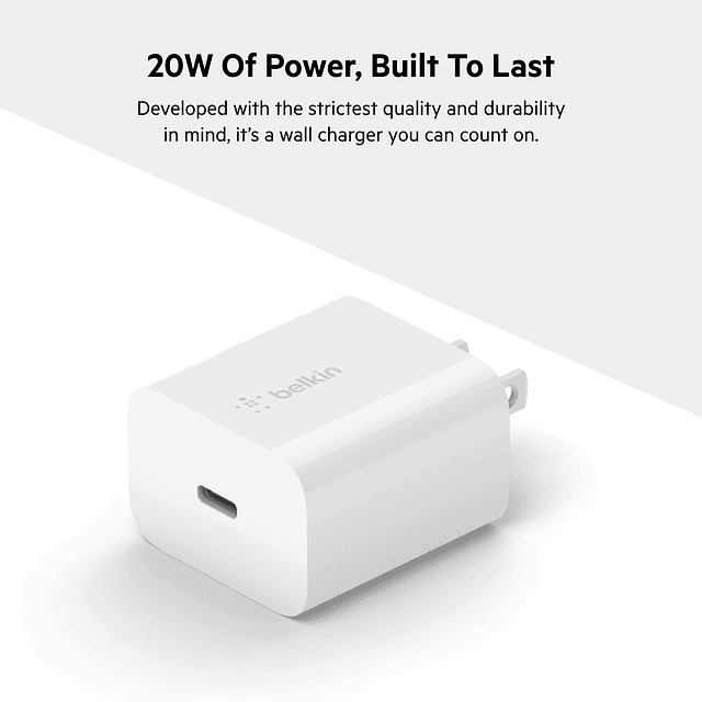 Cargador de pared de 20 W, bloque de cargador USB-C, bloque