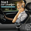 Cargador de coche rápido tipo c, 3 en 1 USB C, cargador de t