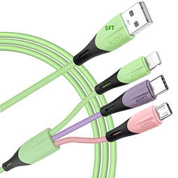 Cable de carga múltiple de 5 pies, paquete de 2 cables de ca