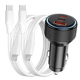 Cargador de coche USB C doble puerto USB C - QC 3.0 66 W car