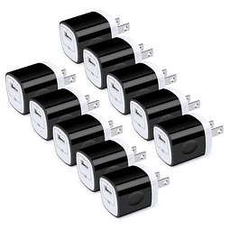 Cargador de pared cubo, enchufes USB, paquete de 10, 1A/5V c