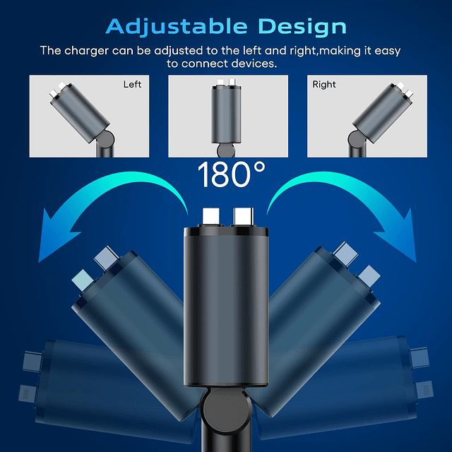 Cargador retráctil para automóvil, cargador rápido 4 en 1, a