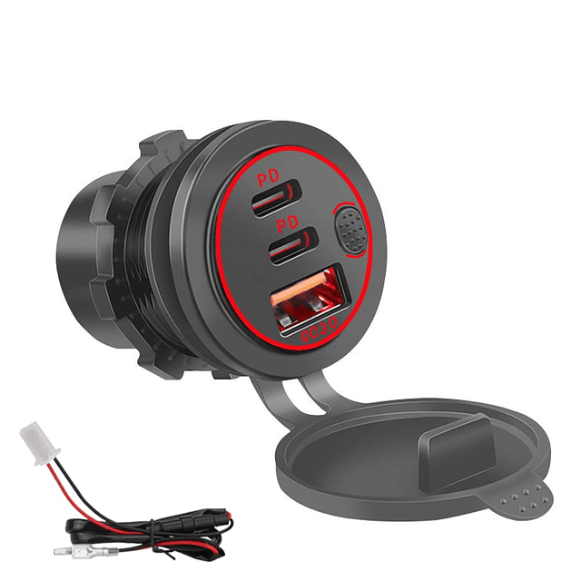 Cargador de Coche USB de 3 Puertos 18W con Interruptor, 12-2