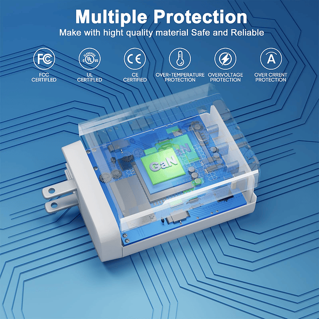 Cargador Mac Book Pro/Air, cargador USB C GaN de 100 W, adap