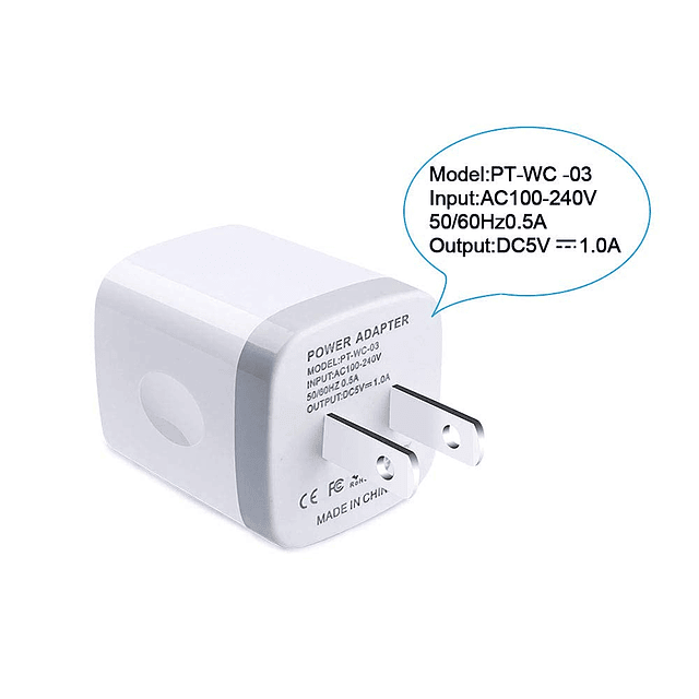 Cargador de pared USB, CableLovers 1A/5V, paquete de 3 enchu