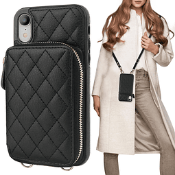 Funda tipo cartera para iPhone Xr, bloqueo RFID de piel sint