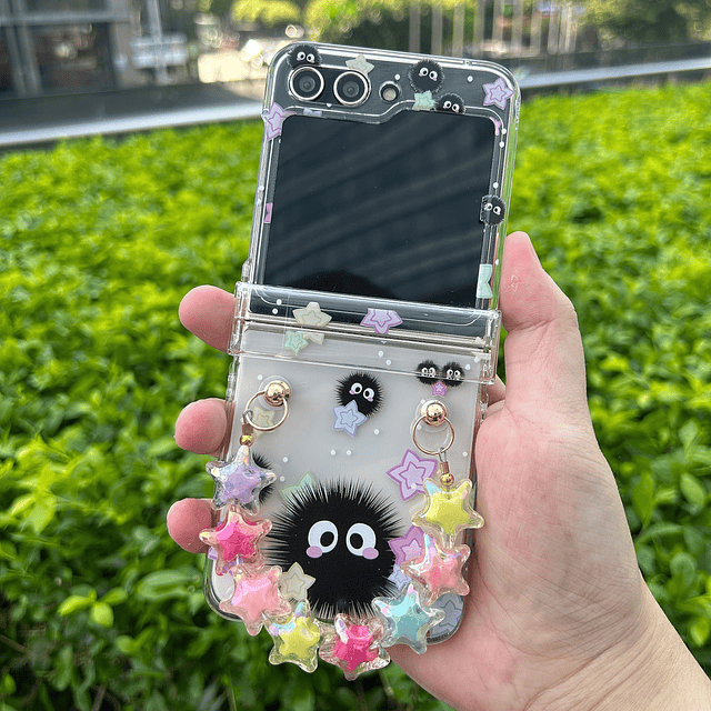 Funda para Galaxy Z Flip 5, Soot Sprite Floral Hard Clear Ph