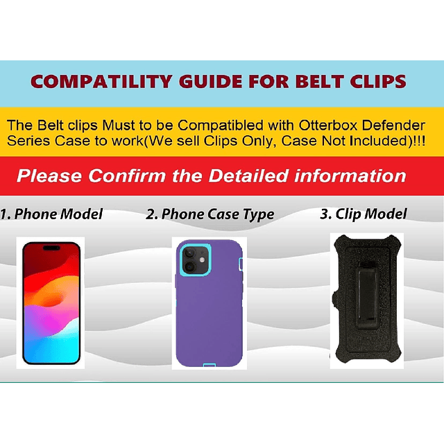 2 fundas de repuesto con clip para cinturón para OtterBox De