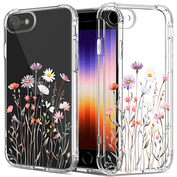 Funda transparente floral para iPhone SE 2022/2020 (3.ª/2.ª