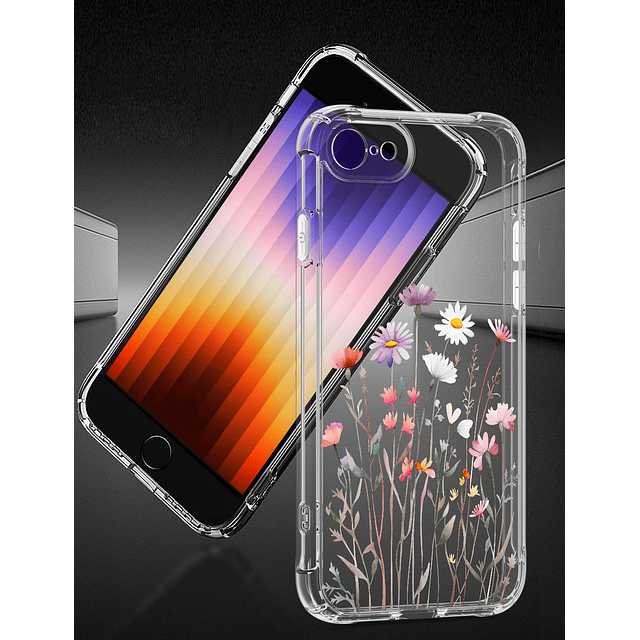 Funda transparente floral para iPhone SE 2022/2020 (3.ª/2.ª