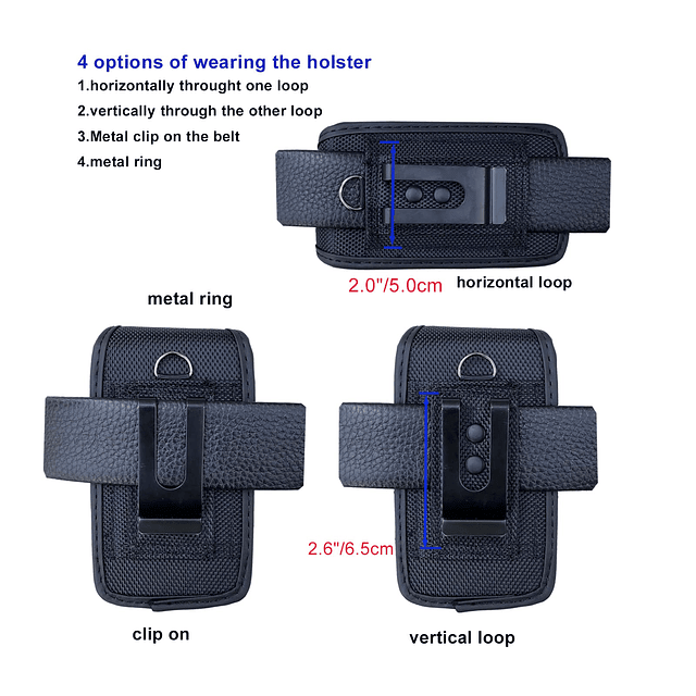 Funda con tapa para teléfono con trabilla para cinturón y cl