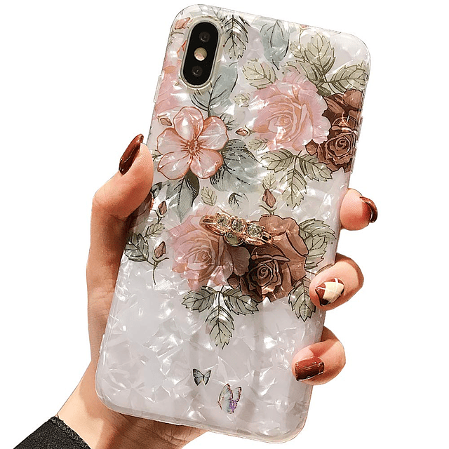 Compatible con iPhone XS Max, funda de flores linda moda par