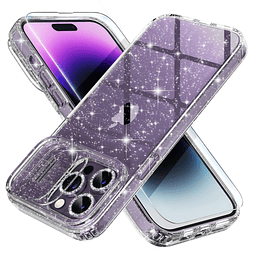 Funda linda para iPhone 14 Pro Max, funda brillante transpar