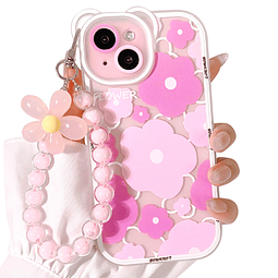 Compatible con iPhone 15 Funda transparente linda flor flora