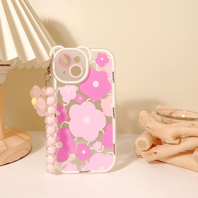 Compatible con iPhone 15 Funda transparente linda flor flora