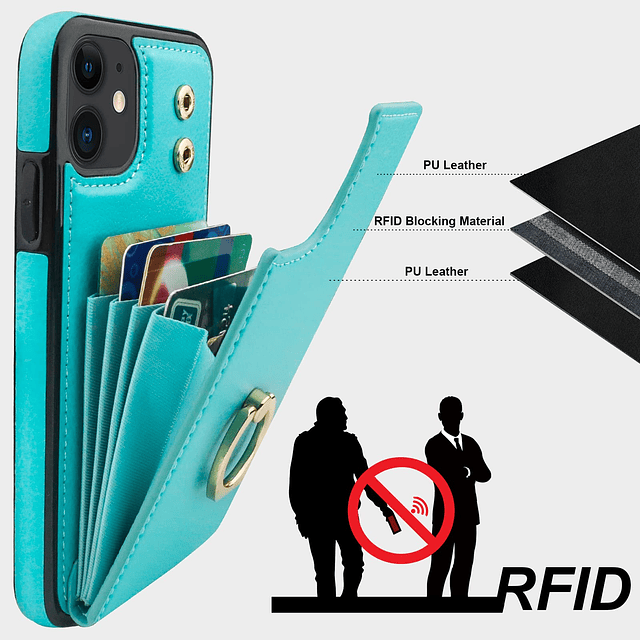 Compatible con iPhone 11 Funda tipo cartera con tarjetero, r