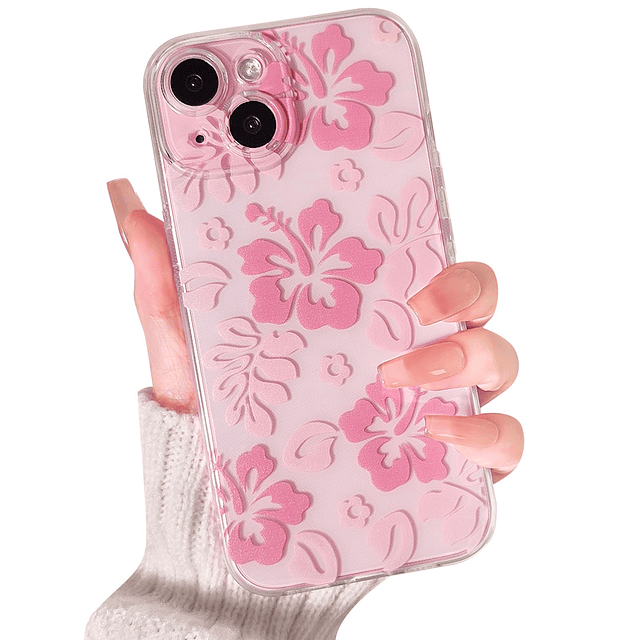 - Funda compatible con iPhone 15 Plus, diseño de flores de h