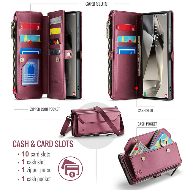 Funda tipo cartera compatible con Samsung Galaxy S24 Ultra 5