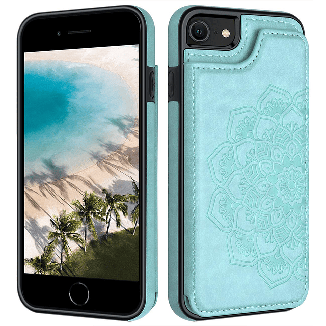 Funda para iPhone 7/8/SE 2020/SE 2022 con tarjetero, funda c