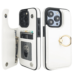 Funda tipo cartera para iPhone 15 Pro con tarjetero, anillo