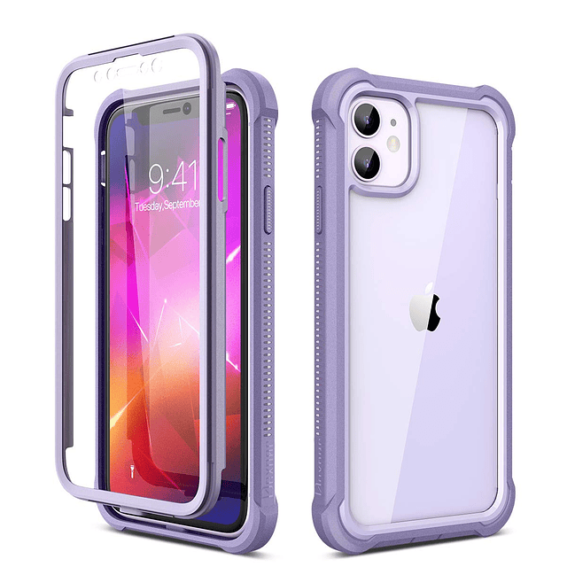 Funda para iPhone 11 con protector de pantalla, transparente