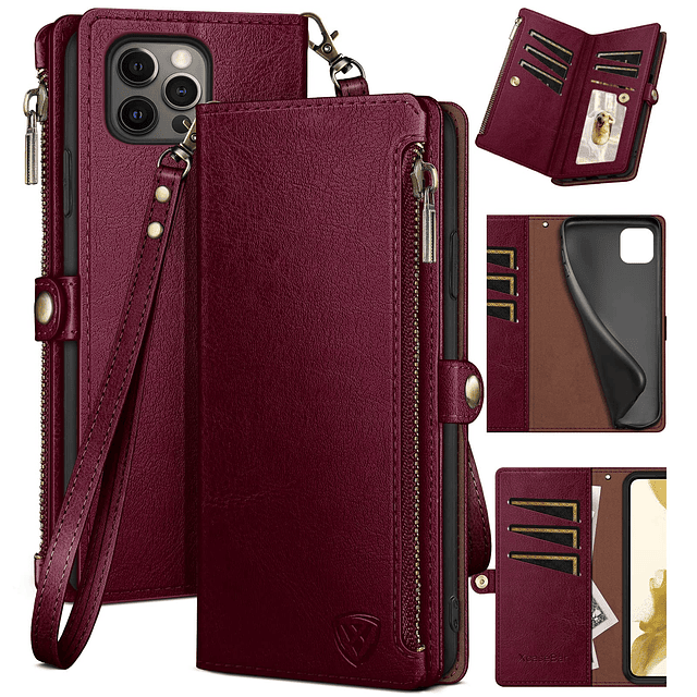 para iPhone 13 Pro Max 6.7" Funda tipo cartera con cremaller