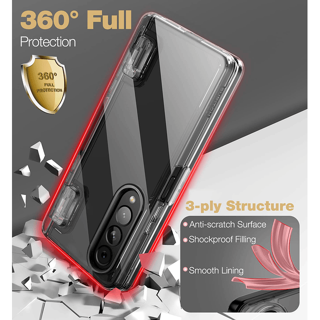 Funda transparente para Samsung Galaxy Z Fold 4, [Protección