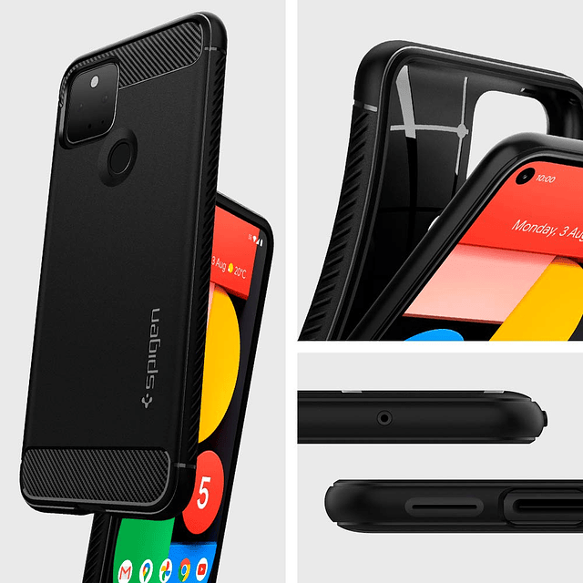 Rugged Armor diseñado para el estuche Pixel 5 (2020) - Negro