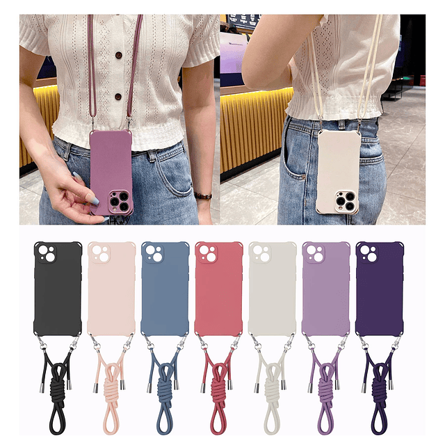 Para iPhone 11 Funda con cordón para teléfono cruzado, funda