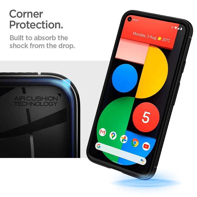 Rugged Armor diseñado para el estuche Pixel 5 (2020) - Negro