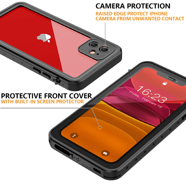 Funda impermeable para iPhone 11, con protector de pantalla