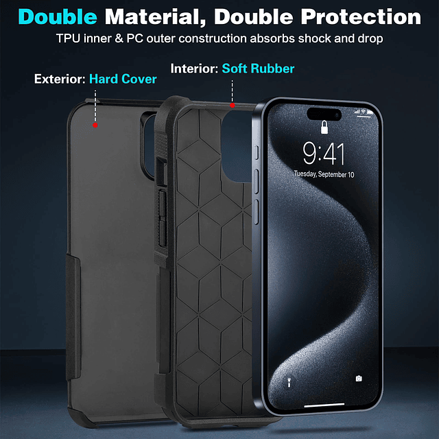 [5 en 1 para iPhone 15 Pro max, con 2 protectores de pantall