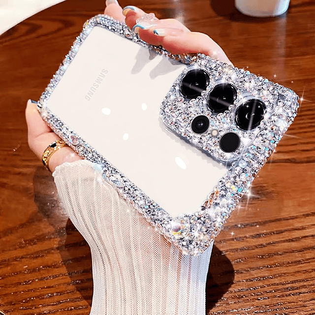 Compatible con Samsung Galaxy S23 Ultra Bling Clear Case par