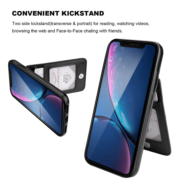 Funda tipo cartera para iPhone XR con tarjetero de crédito,