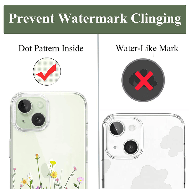 Funda compatible con iPhone 15 transparente con diseño flora