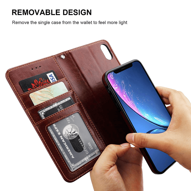 Funda tipo cartera para iPhone Xr con tarjetero de piel sint