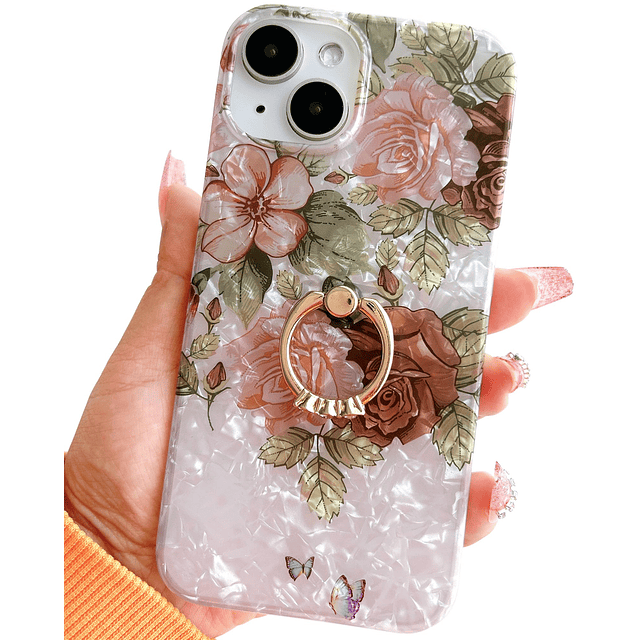 Funda para iPhone 13, iPhone 14, funda de flores, linda tran