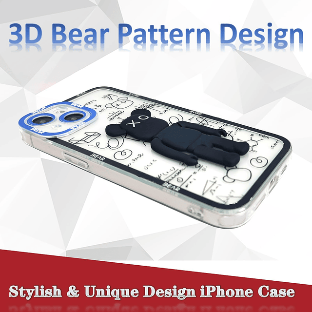 Compatible con iPhone 15 Funda Cool 3D Bear con diseño de so