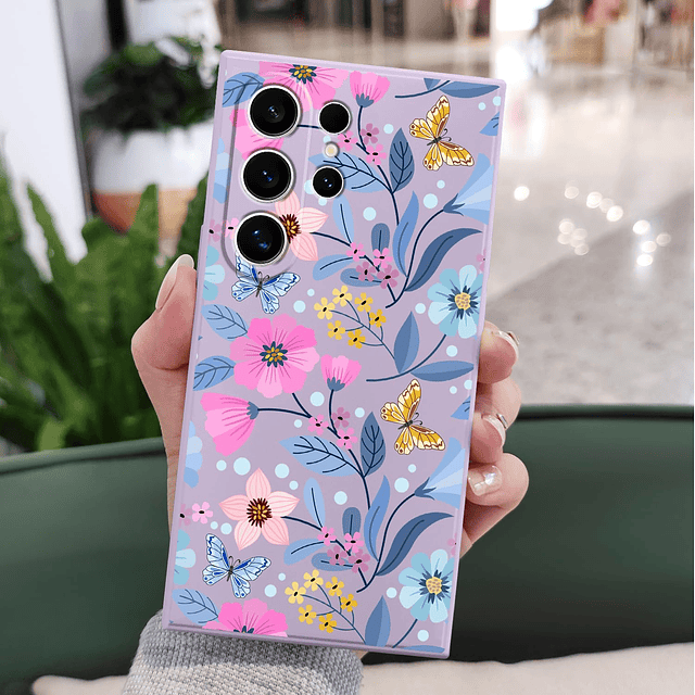 para Samsung S24 Ultra Funda Flor Mariposa Diseño Patrón S24