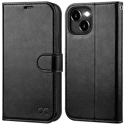 Compatible con iPhone 15 Plus Funda tipo cartera, piel sinté