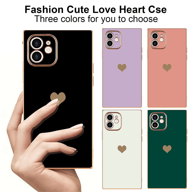 Compatible con iPhone 12 Funda Rectángulo Lindo Chapado en O