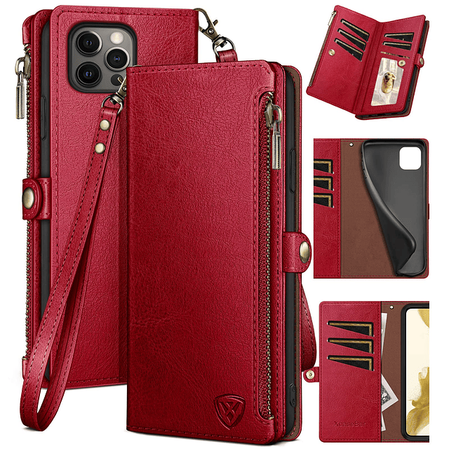 para iPhone 12 Pro Max 6.7" Funda tipo cartera con cremaller