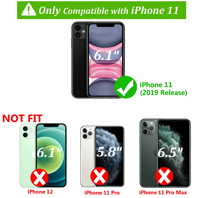 Funda tipo cartera para iPhone 11, funda tipo libro con dise