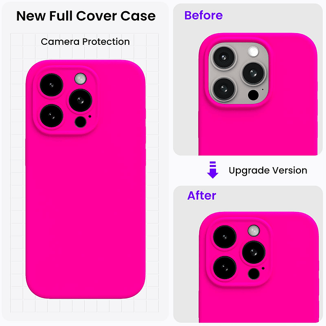 Funda compatible con iPhone 15 Pro Max con 2 protectores de